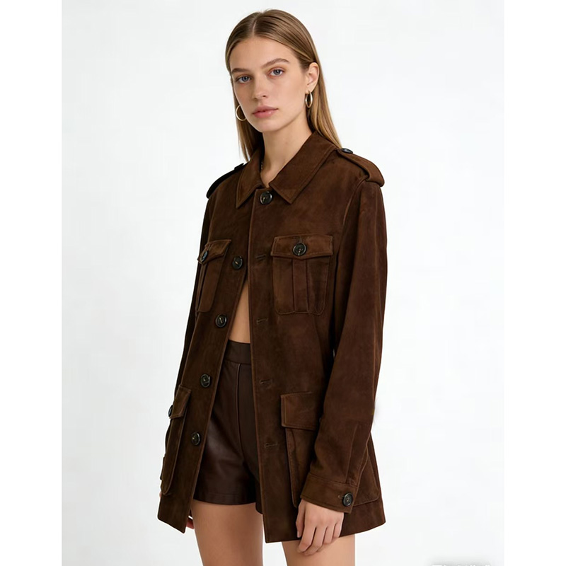 Chaqueta de Cuero Suede Marrón - Baby Clothing High End reseña y precio