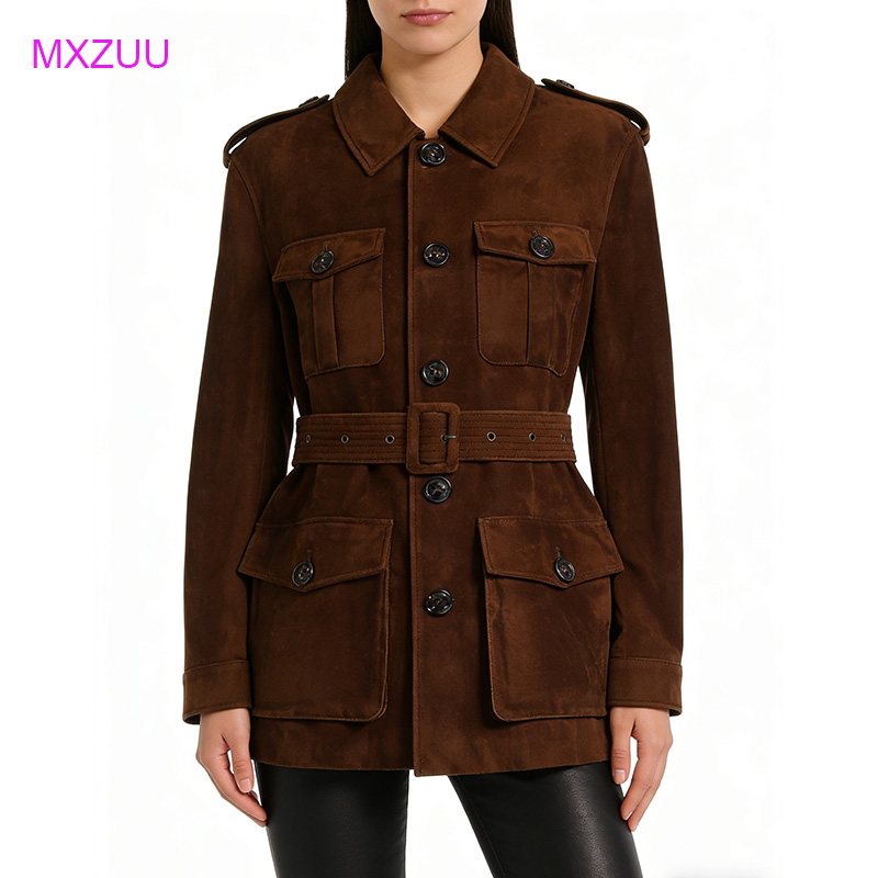 Chaqueta de Cuero Suede Marrón - Baby Clothing High End reseña y precio