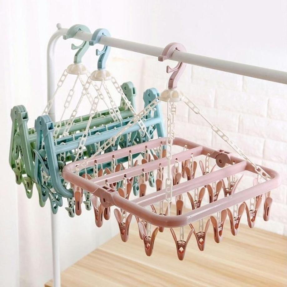 1 Pcs 32 Clips Ropa plegable P - Baby Clothing Hanging Rack reseña y precio